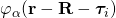 \varphi_{\alpha}(\bold r-\bold R-\bm{\tau}_i)